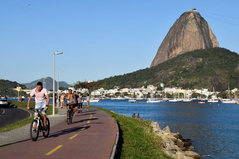 Ciclovía de Botafogo, junto al Pan de Azúcar.